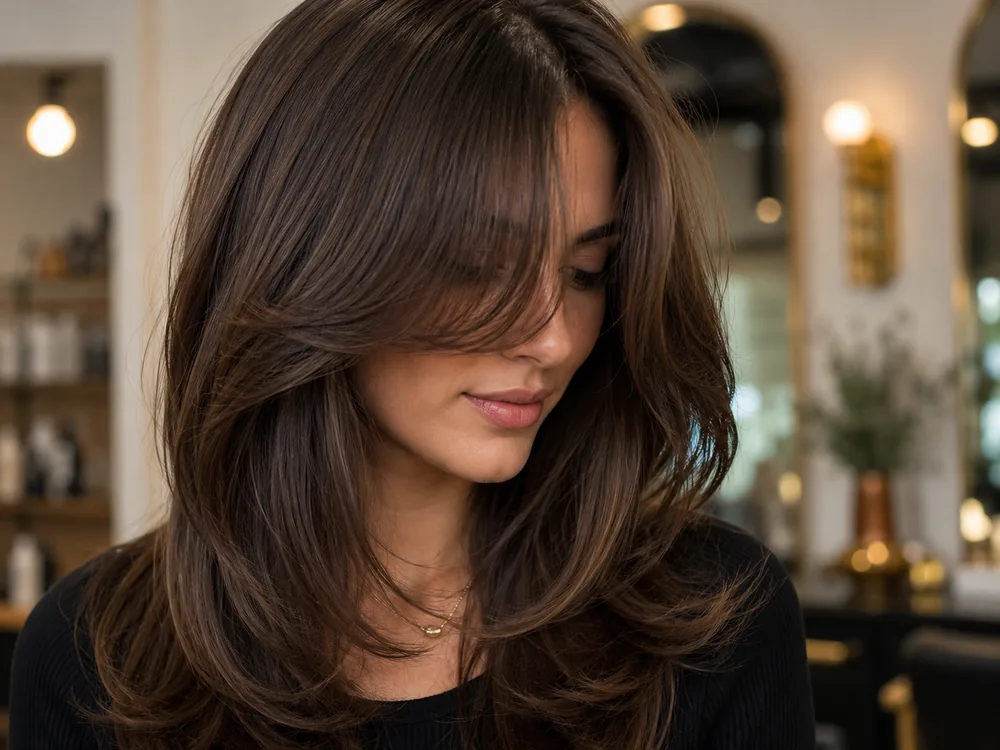 Lived-in balayage, warm caramel dimension, viewed from behind